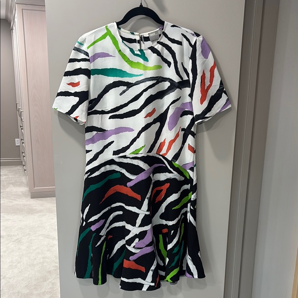 ASOS Black and White Multicolour Patterned Dress, Size 4